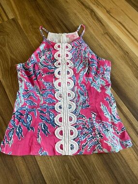 Lilly Pulitzer Annabelle Top in Capri Pink Samba size 10